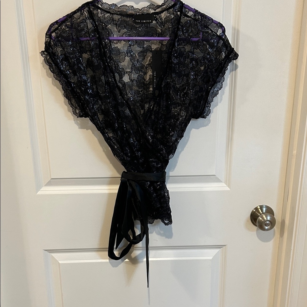 The Limited Black Lace V-Neck Top